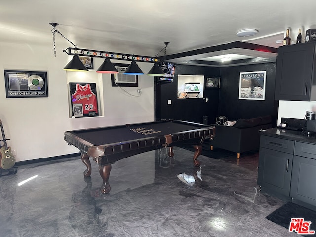 playroom with a wall mounted air conditioner and pool table