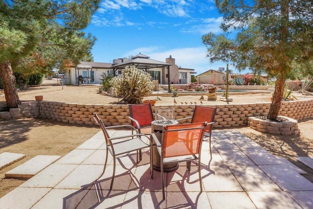 view of patio / terrace featuring a gazebo