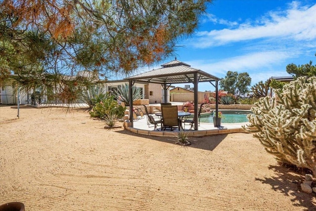 view of yard with a gazebo and a patio area