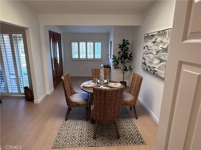 dining room with light hardwood / wood-style floors