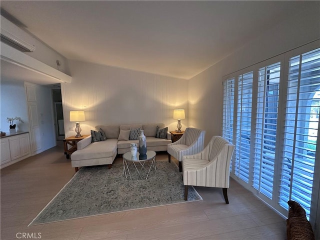 living room with light hardwood / wood-style floors