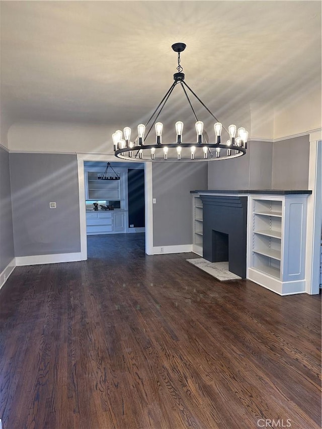 unfurnished dining area featuring dark hardwood / wood-style floors