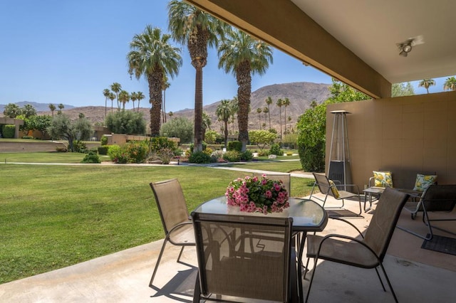 view of patio featuring a mountain view