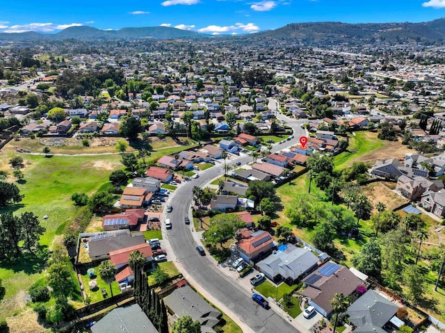 bird's eye view with a mountain view