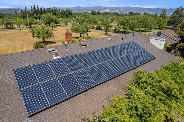 birds eye view of property featuring a mountain view