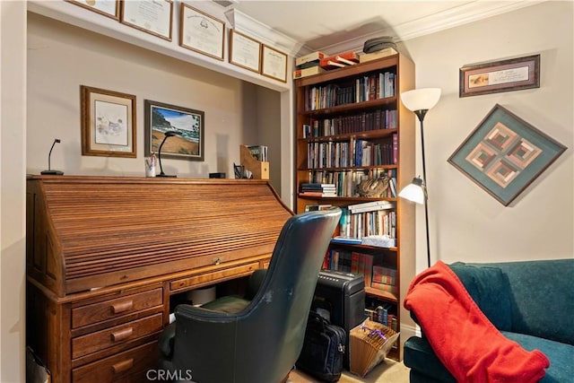 home office featuring ornamental molding