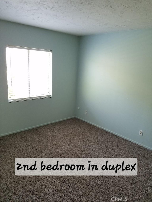 spare room with carpet floors and a textured ceiling