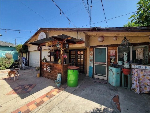 exterior space featuring a garage