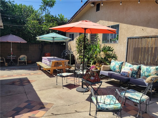 view of patio / terrace featuring an outdoor living space