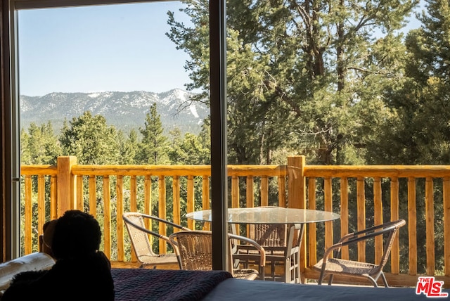 deck featuring a mountain view