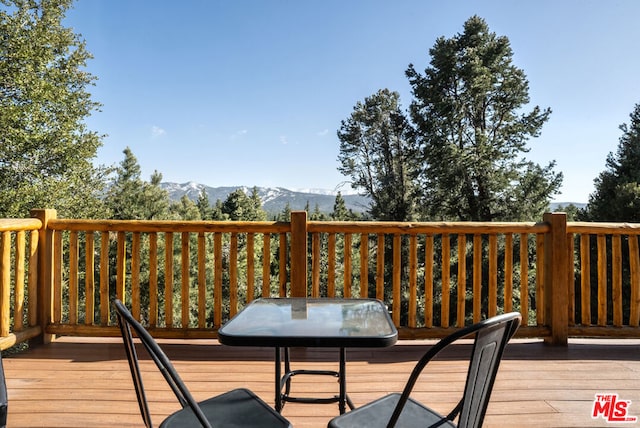 deck featuring a mountain view