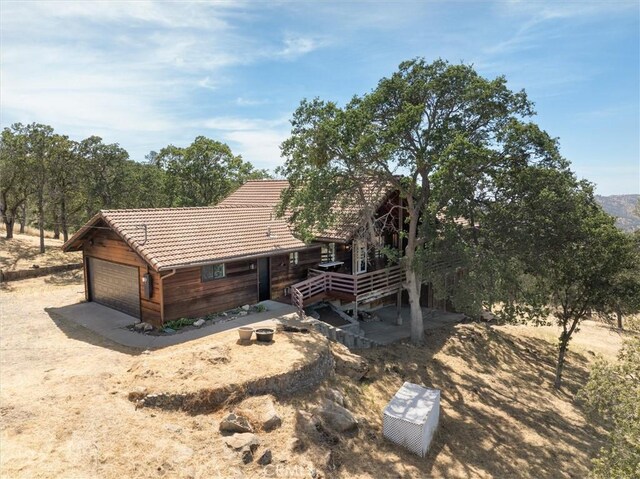 view of log home