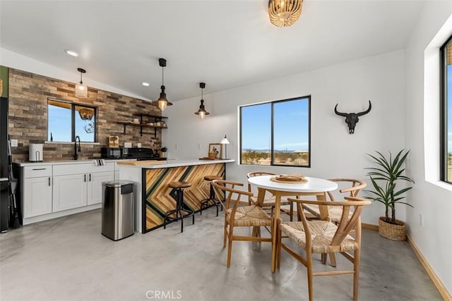 dining area with plenty of natural light and sink