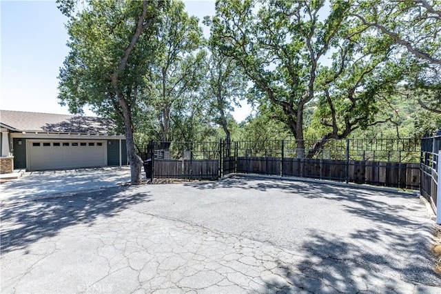 exterior space with a garage