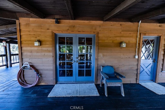 doorway to property with french doors