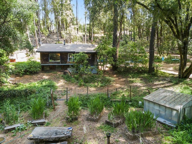 view of yard with an outdoor structure