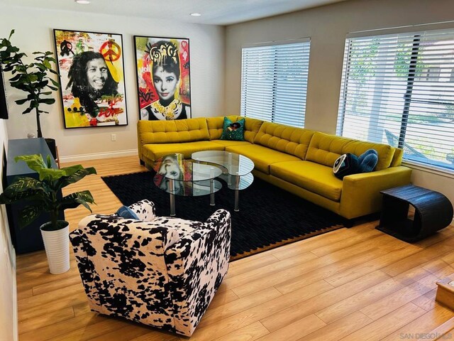 living room featuring light hardwood / wood-style flooring