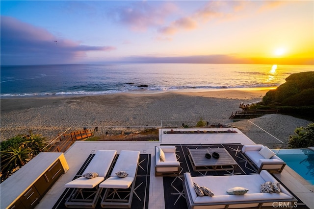 property view of water featuring a view of the beach