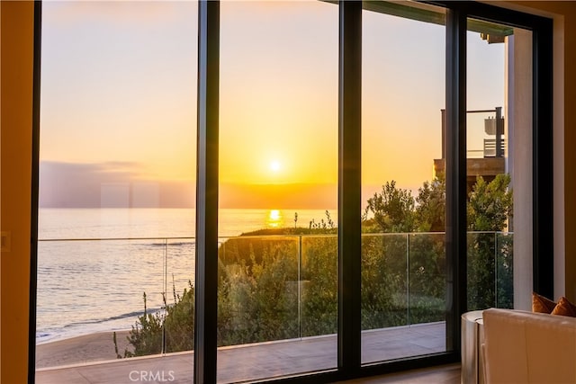 entryway with a water view