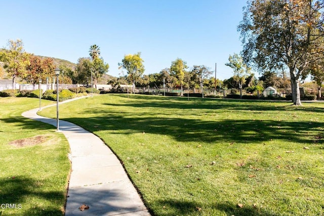 view of property's community with a yard