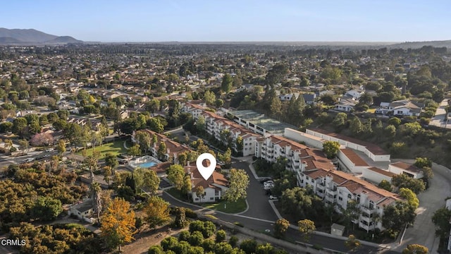 bird's eye view with a mountain view