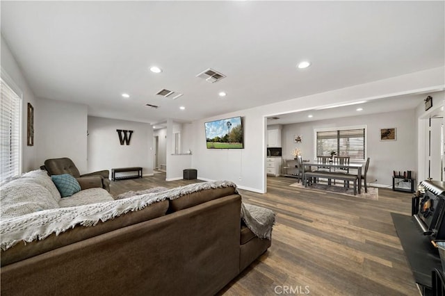 7410 Frontera Ave, Yucca Valley, CA 92284 - living room with dark wood-type flooring