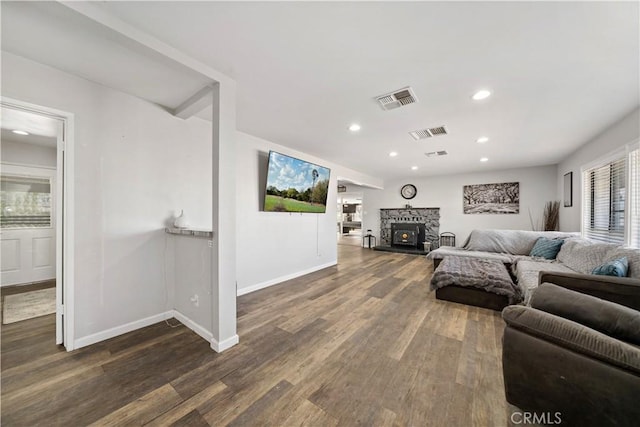 7410 Frontera Ave, Yucca Valley, CA 92284 - living room with dark wood-type flooring
