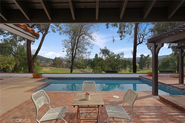 view of pool with a pergola and a patio