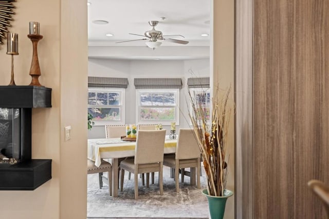 dining area featuring ceiling fan