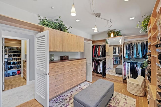 spacious closet with light wood-type flooring