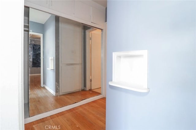 hallway with wood-type flooring