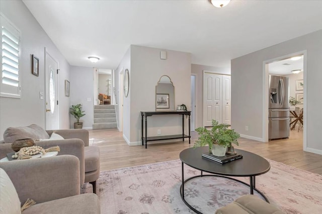 living room featuring light hardwood / wood-style flooring