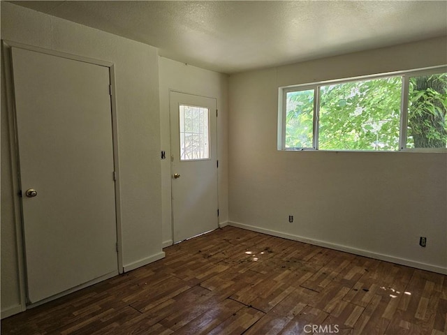 foyer with dark hardwood / wood-style floors