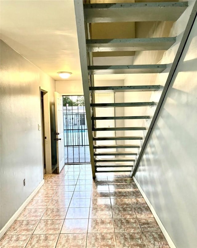 interior space with tile patterned floors