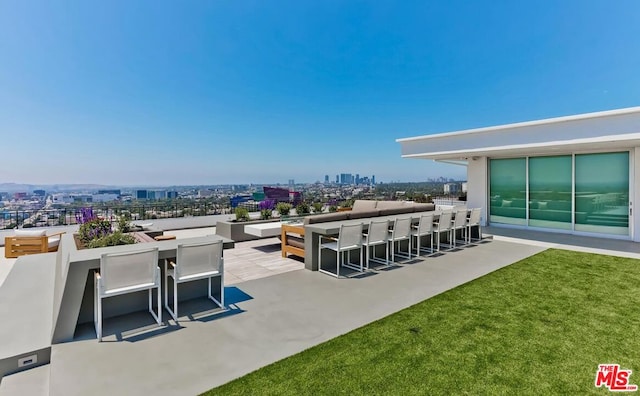 view of patio / terrace with a bar