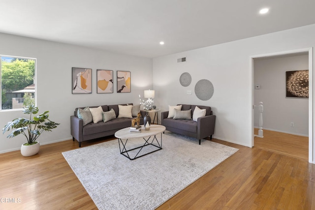 living room featuring light hardwood / wood-style flooring