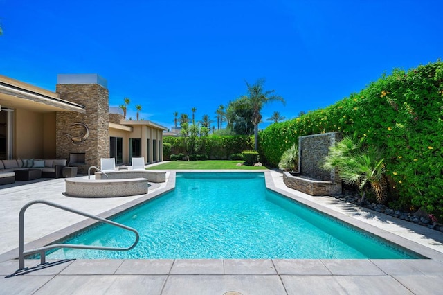 view of swimming pool with an outdoor hangout area and a patio