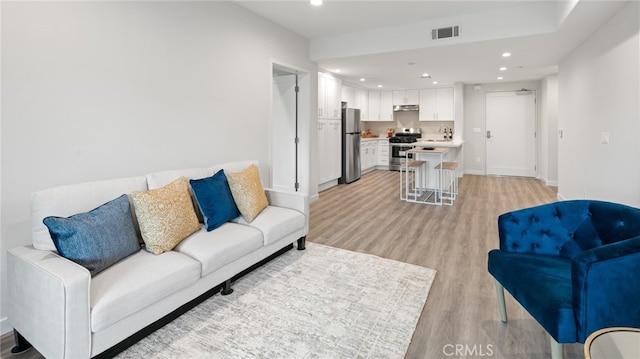 living room with light wood-type flooring