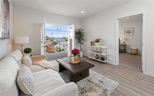 living room featuring light hardwood / wood-style floors