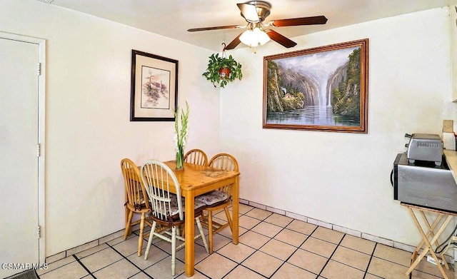 dining space featuring ceiling fan