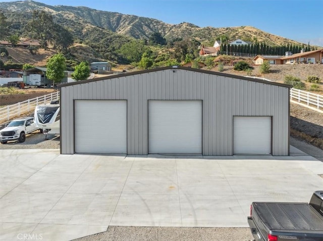 garage featuring a mountain view