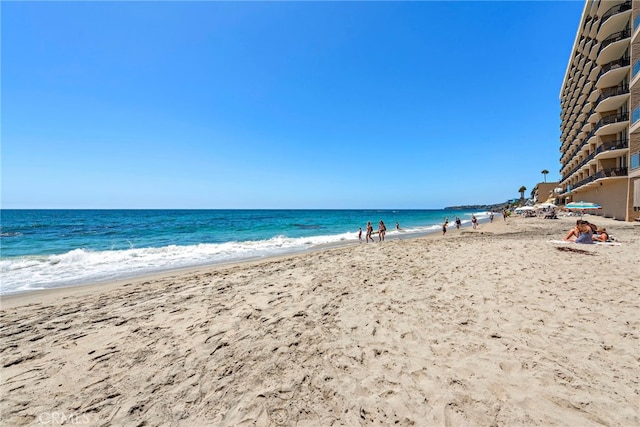 property view of water with a beach view