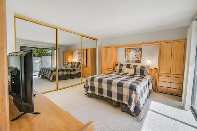 carpeted bedroom featuring a closet