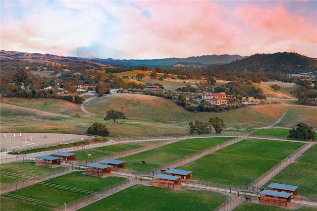 exterior space with a mountain view and a rural view