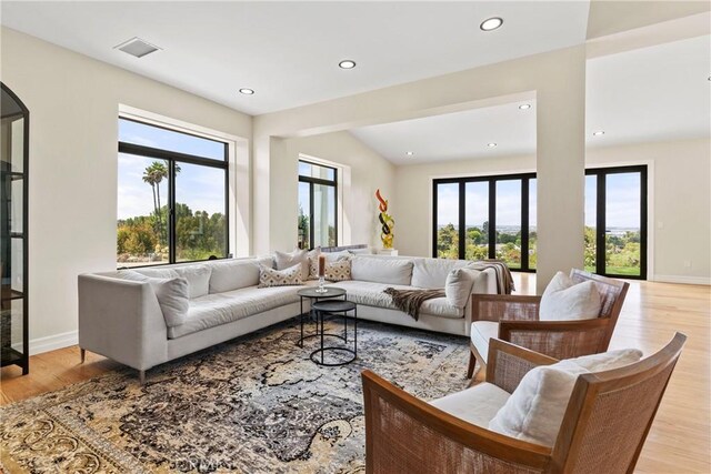 living room featuring light hardwood / wood-style floors