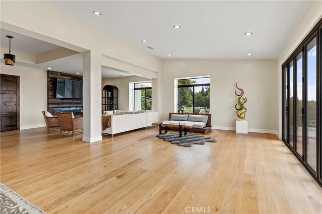 living room with light wood-type flooring