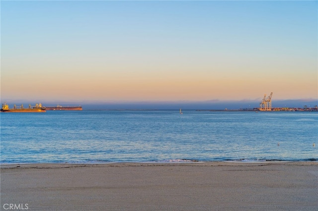 view of water feature featuring a beach view