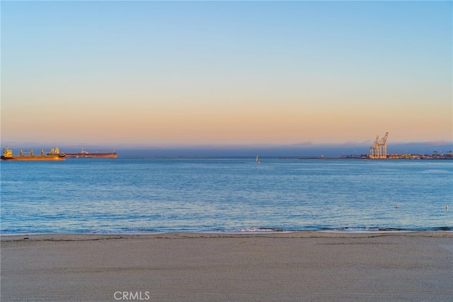 view of water feature featuring a beach view