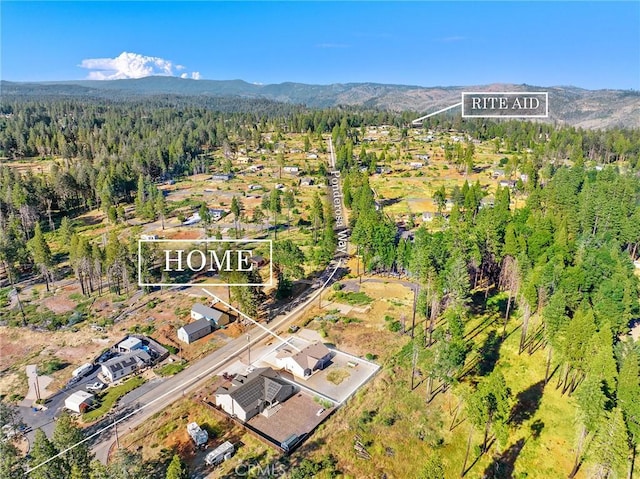 bird's eye view with a mountain view