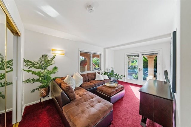 living room featuring french doors